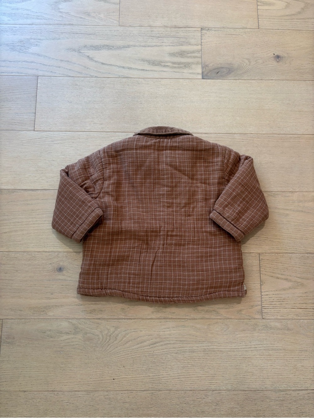 Quincy Mae toddler orange plaid Sherpa lined coat, 2-3Y - Picture 6 of 7